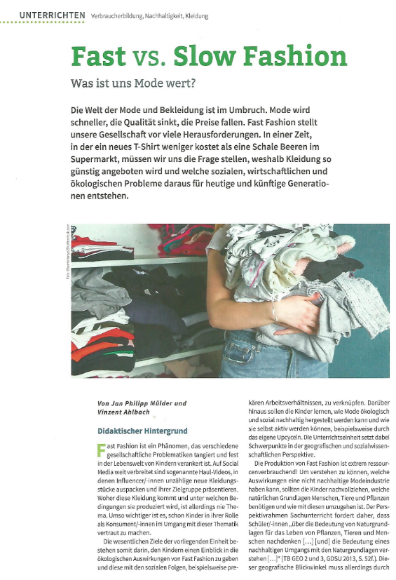 Text: Sachunterricht Weltwissen Fast vs Slow Fashion