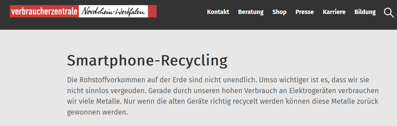 Verbraucherzentrale Smartphone Recycling 