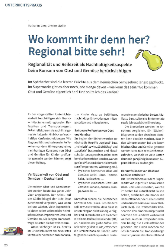 Grunschulmagazin Herkunft Obst Gemüse