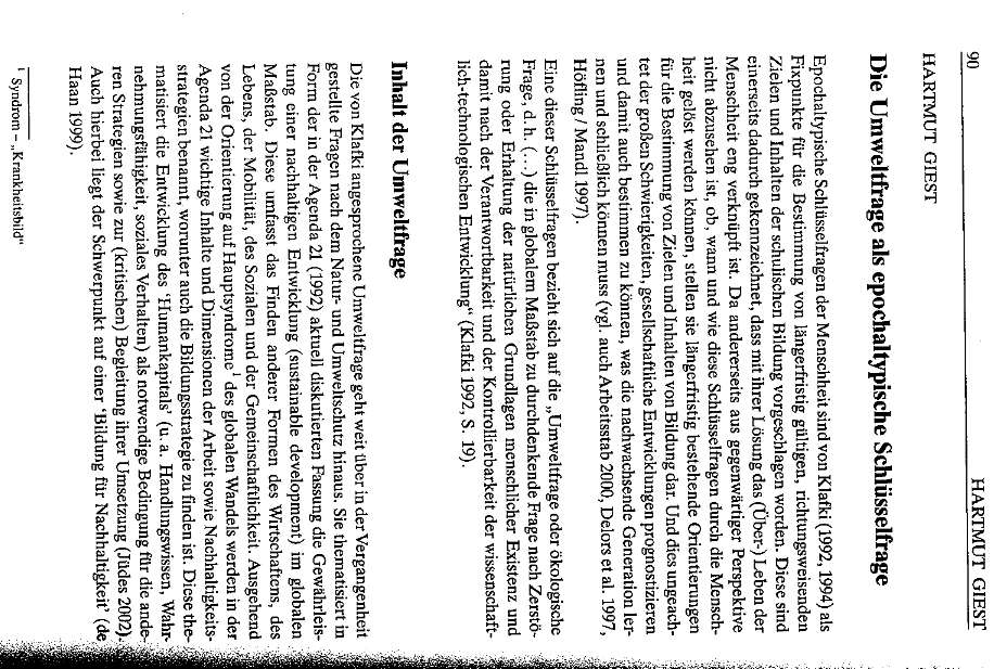 Giest Umweltfrage als Schlüsselfrage